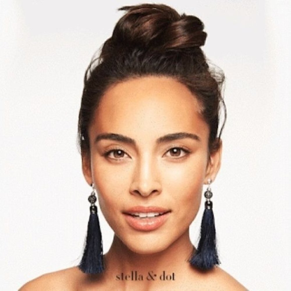💜 Stella & Dot Earrings Trove Tassel Navy Blue